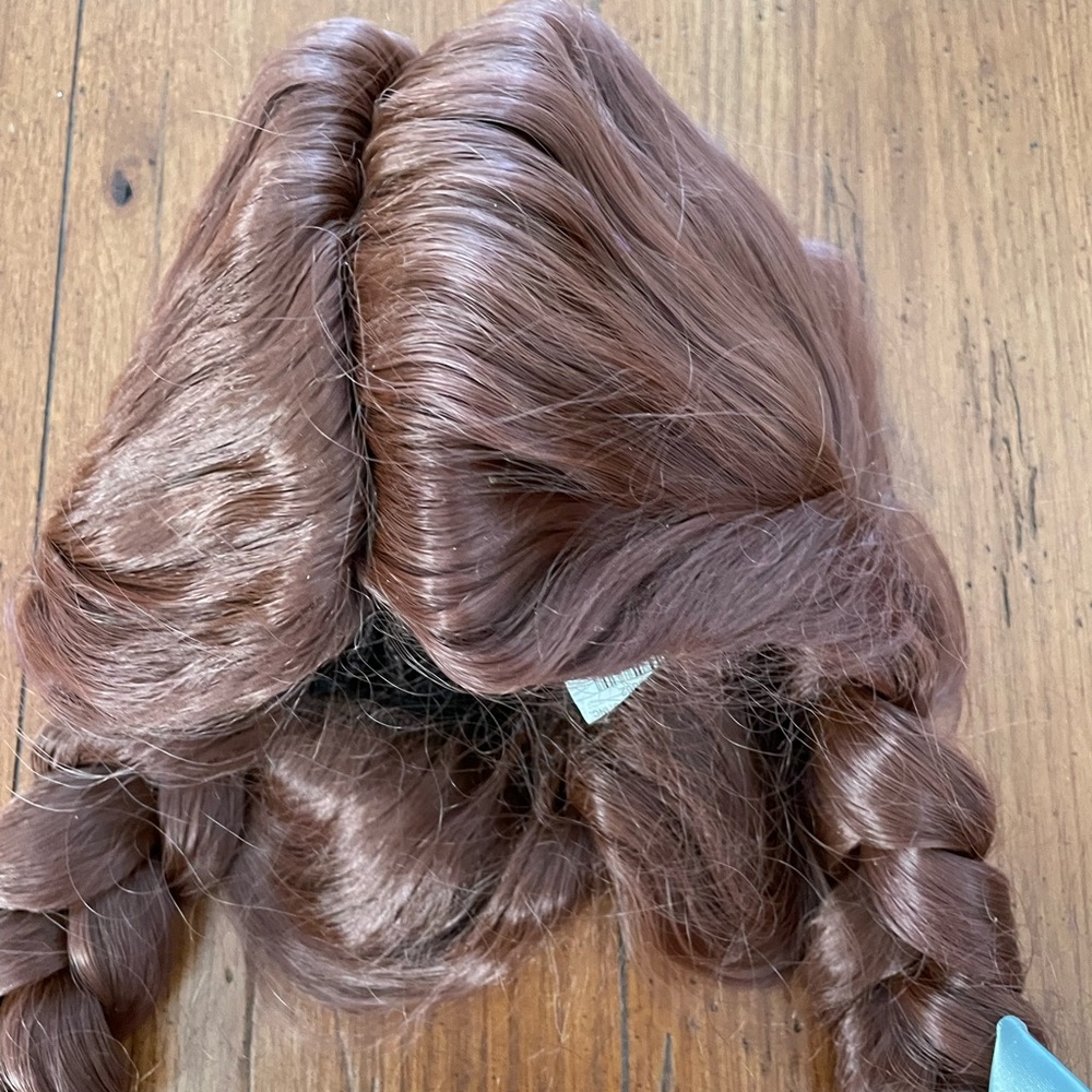 Rubies Brown Braided Dorothy Wig with Blue Ribbons - Picture 3 of 9